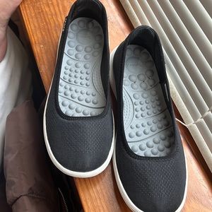 Canvas croc slip ons